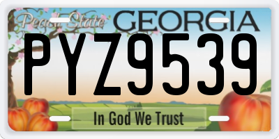 GA license plate PYZ9539