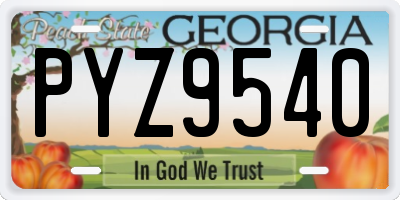 GA license plate PYZ9540