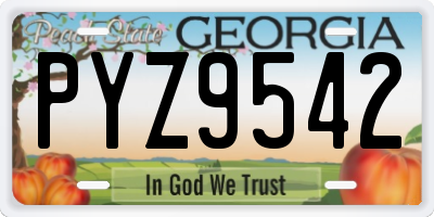 GA license plate PYZ9542