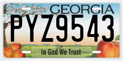 GA license plate PYZ9543