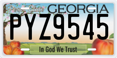 GA license plate PYZ9545