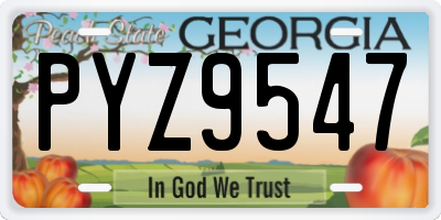 GA license plate PYZ9547