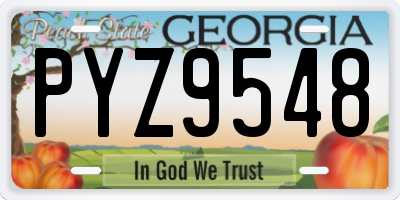 GA license plate PYZ9548