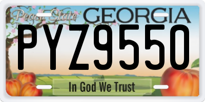 GA license plate PYZ9550