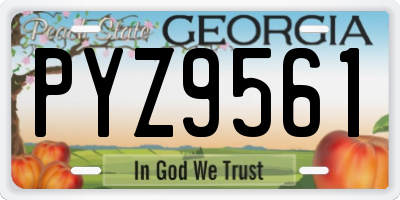 GA license plate PYZ9561