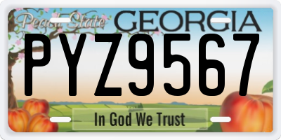 GA license plate PYZ9567