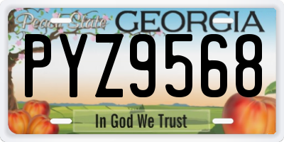 GA license plate PYZ9568