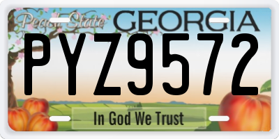 GA license plate PYZ9572