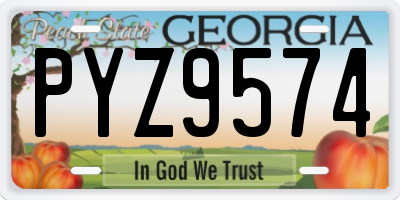 GA license plate PYZ9574