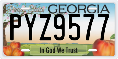 GA license plate PYZ9577
