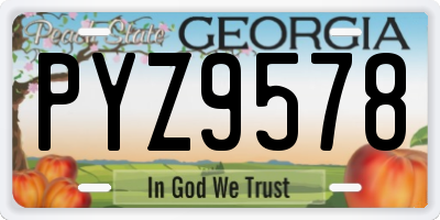 GA license plate PYZ9578