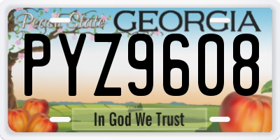 GA license plate PYZ9608
