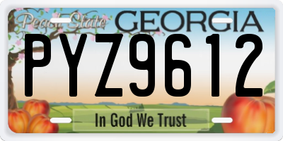 GA license plate PYZ9612