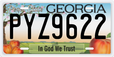 GA license plate PYZ9622