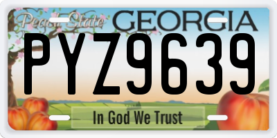 GA license plate PYZ9639