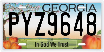 GA license plate PYZ9648