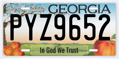 GA license plate PYZ9652
