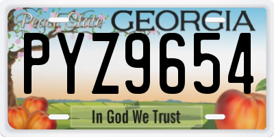 GA license plate PYZ9654