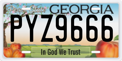 GA license plate PYZ9666