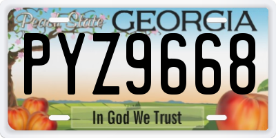 GA license plate PYZ9668