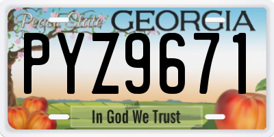 GA license plate PYZ9671