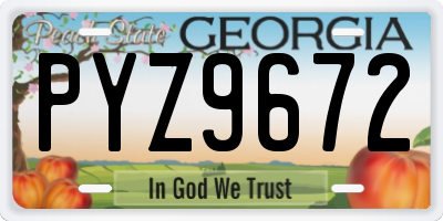 GA license plate PYZ9672