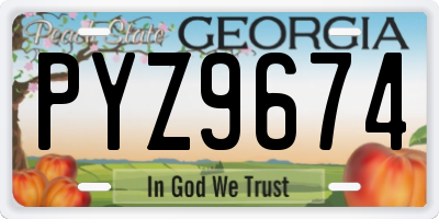 GA license plate PYZ9674