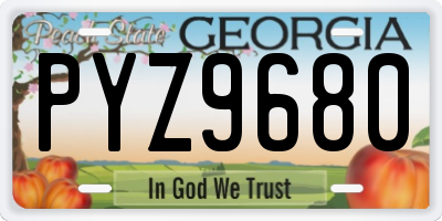 GA license plate PYZ9680