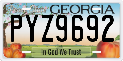 GA license plate PYZ9692