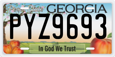 GA license plate PYZ9693