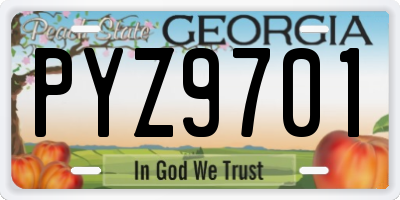 GA license plate PYZ9701