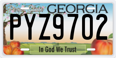 GA license plate PYZ9702
