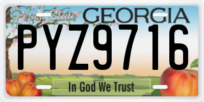 GA license plate PYZ9716