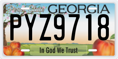 GA license plate PYZ9718