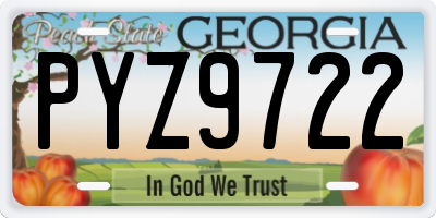 GA license plate PYZ9722