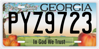 GA license plate PYZ9723