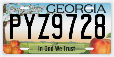GA license plate PYZ9728