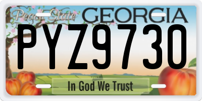 GA license plate PYZ9730