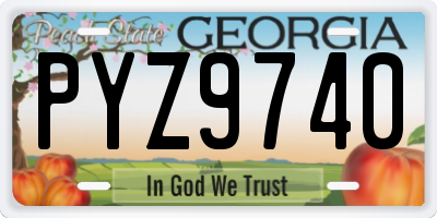 GA license plate PYZ9740