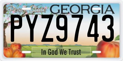 GA license plate PYZ9743