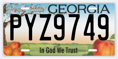 GA license plate PYZ9749