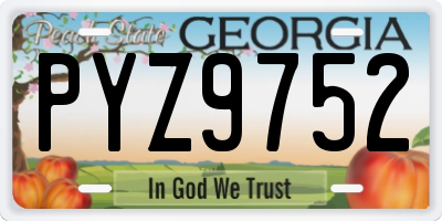 GA license plate PYZ9752