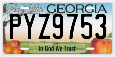 GA license plate PYZ9753