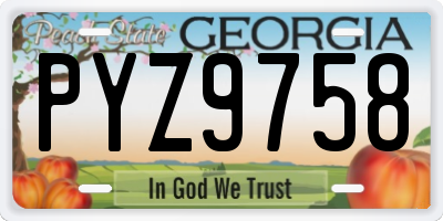GA license plate PYZ9758