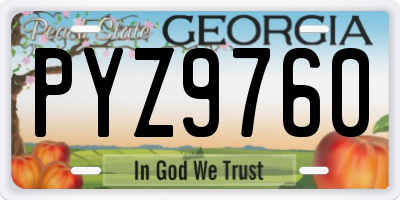 GA license plate PYZ9760