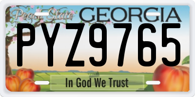 GA license plate PYZ9765