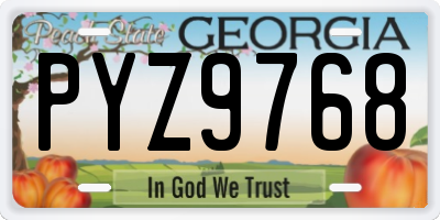 GA license plate PYZ9768