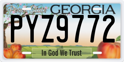 GA license plate PYZ9772