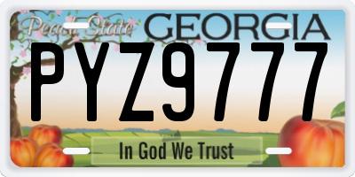 GA license plate PYZ9777
