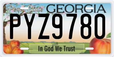 GA license plate PYZ9780